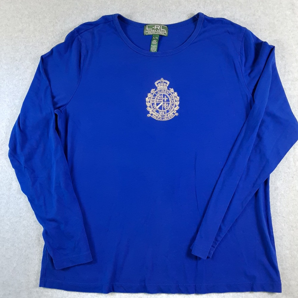 Lauren Active Ralph Lauren Blue Long Sleeve Crest Graphic Tee XL
